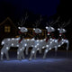 Outdoor 4 Reindeer Christmas Decor, 80 Cool White LEDs, Silver Metal