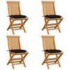 Outdoor Dining Chair Set of 4, Foldable Slatted Solid Teak Wood, Brown
