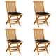 Outdoor Dining Chair Set of 4, Foldable Slatted Solid Teak Wood, Brown
