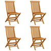 Outdoor Dining Chair Set of 4 Foldable Slatted Solid Teak Wood Brown BM325961