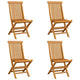 Outdoor Dining Chair Set of 4 Foldable Slatted Solid Teak Wood Brown BM325961