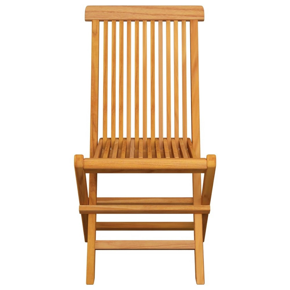 Outdoor Dining Chair Set of 4 Foldable Slatted Solid Teak Wood Brown BM325961