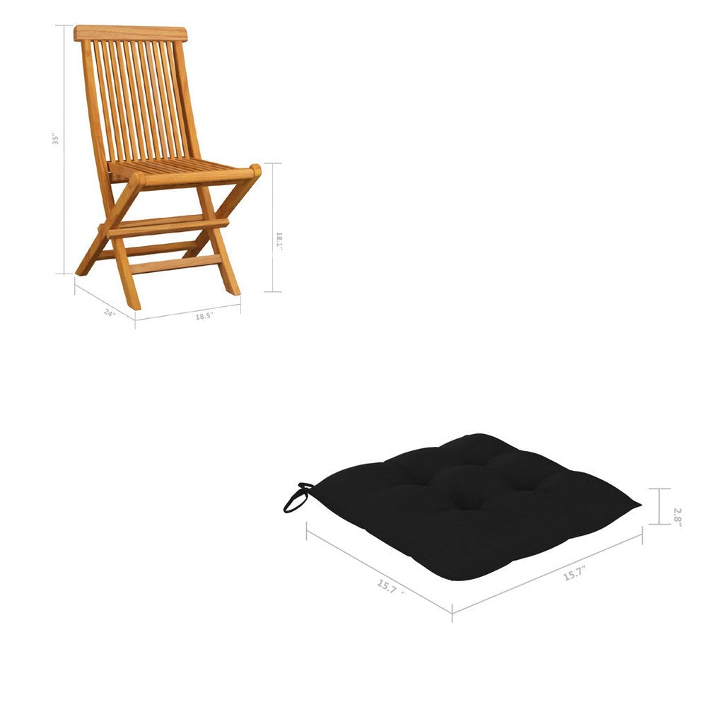Outdoor Dining Chair Set of 4 Foldable Slatted Solid Teak Wood Brown BM325961
