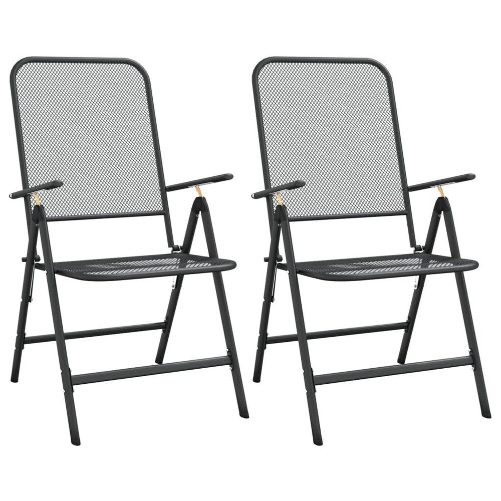 Zofi 3pc Outdoor Breakfast Table and Chairs Set Folding Dark Gray BM325962