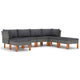 Reem 7pc Modular Sofa and Ottoman Set, Rattan Frame, Gray Polyester