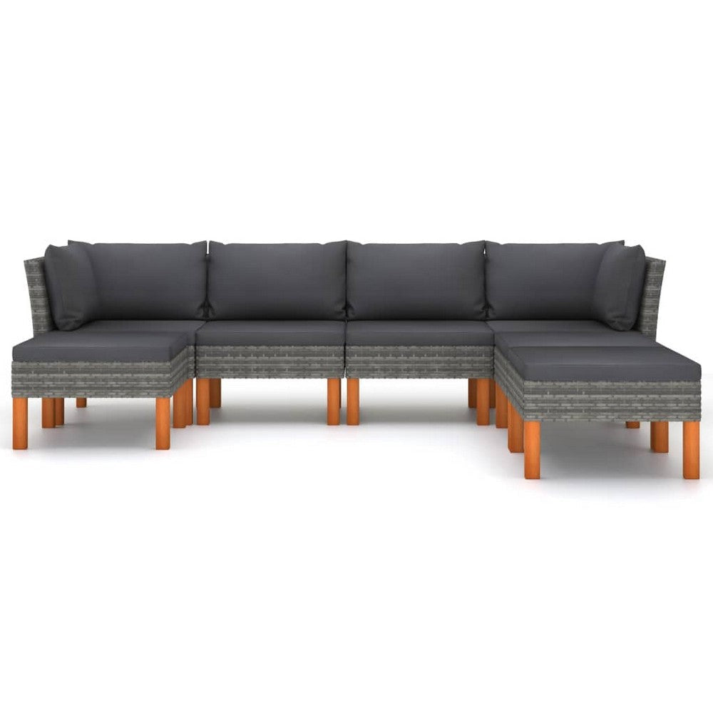 Reem 7pc Modular Sofa and Ottoman Set Rattan Frame Gray Polyester BM325963