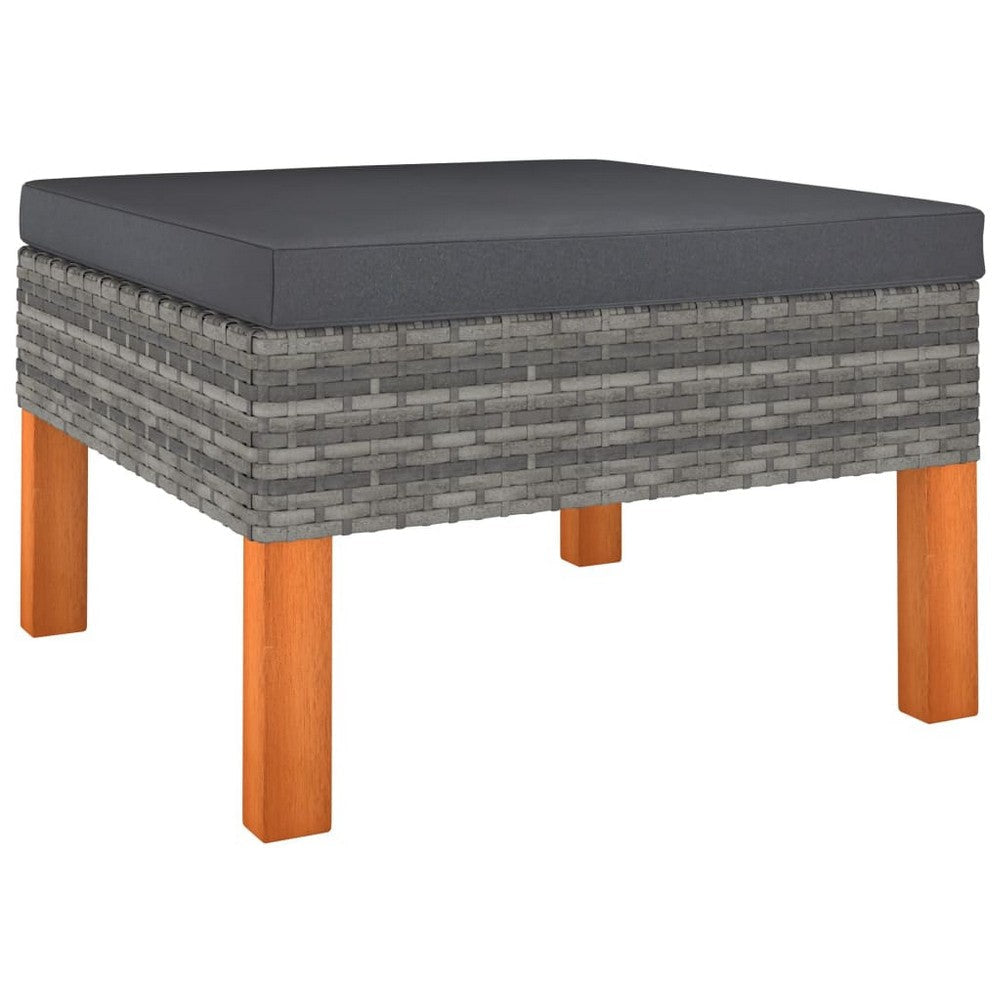 Reem 7pc Modular Sofa and Ottoman Set Rattan Frame Gray Polyester BM325963