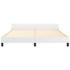 Queen Size Bed White Faux Leather Upholstered Headboard Wood Slats BM325967