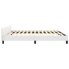 Queen Size Bed White Faux Leather Upholstered Headboard Wood Slats BM325967