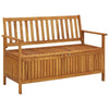 Outdoor Storage Bench, Slatted, 47 Inch Natural Brown Acacia Wood
