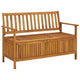 Outdoor Storage Bench, Slatted, 47 Inch Natural Brown Acacia Wood