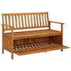 Outdoor Storage Bench Slatted 47 Inch Natural Brown Acacia Wood BM325968