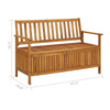Outdoor Storage Bench Slatted 47 Inch Natural Brown Acacia Wood BM325968