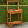 Outdoor Rolling Garden Cart on Wheels, Multi Purpose w Tray, Brown