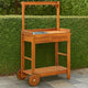 Outdoor Rolling Garden Cart on Wheels, Multi Purpose w Tray, Brown