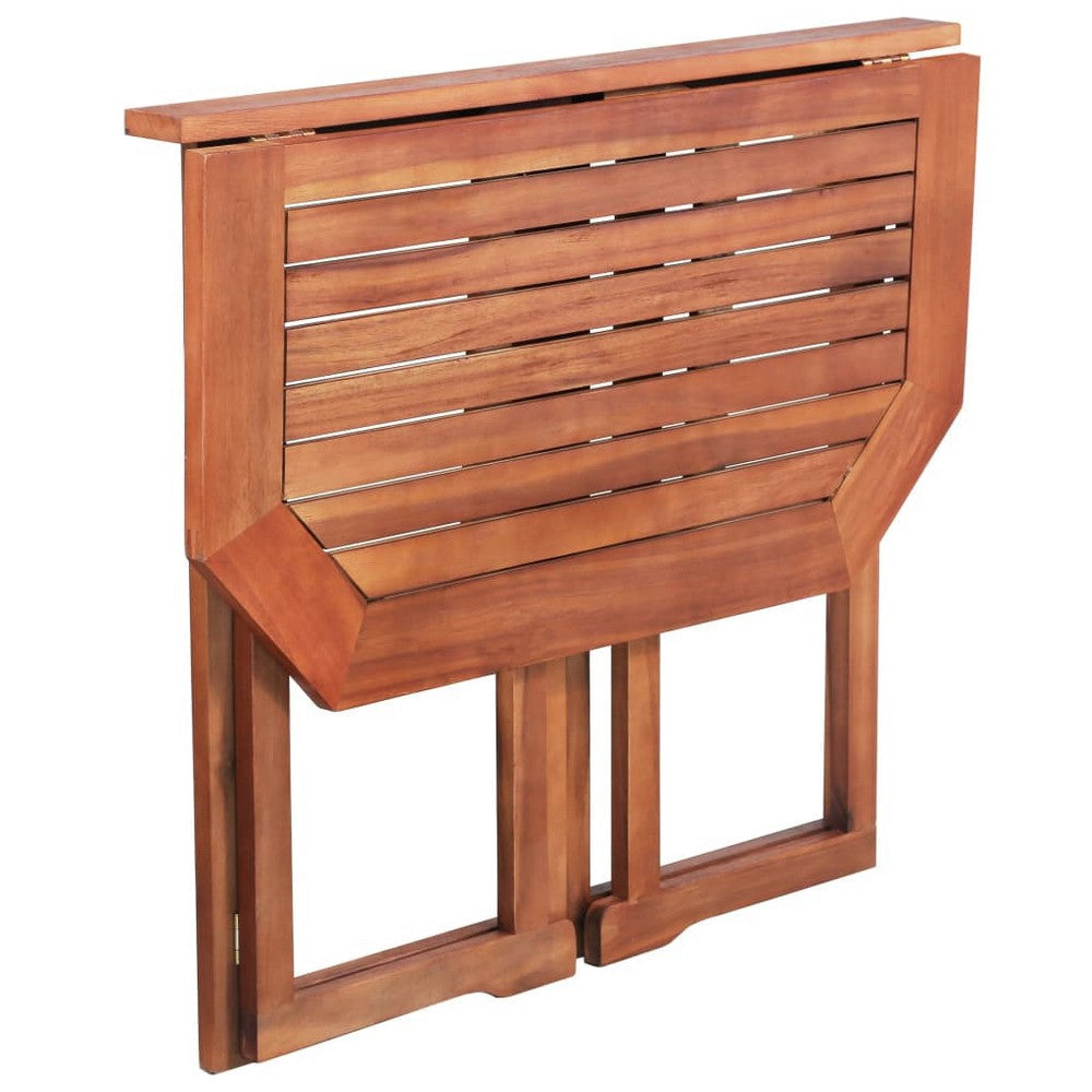 Outdoor Bistro Table Foldable Design 35 Inch Brown Solid Acacia Wood BM325970