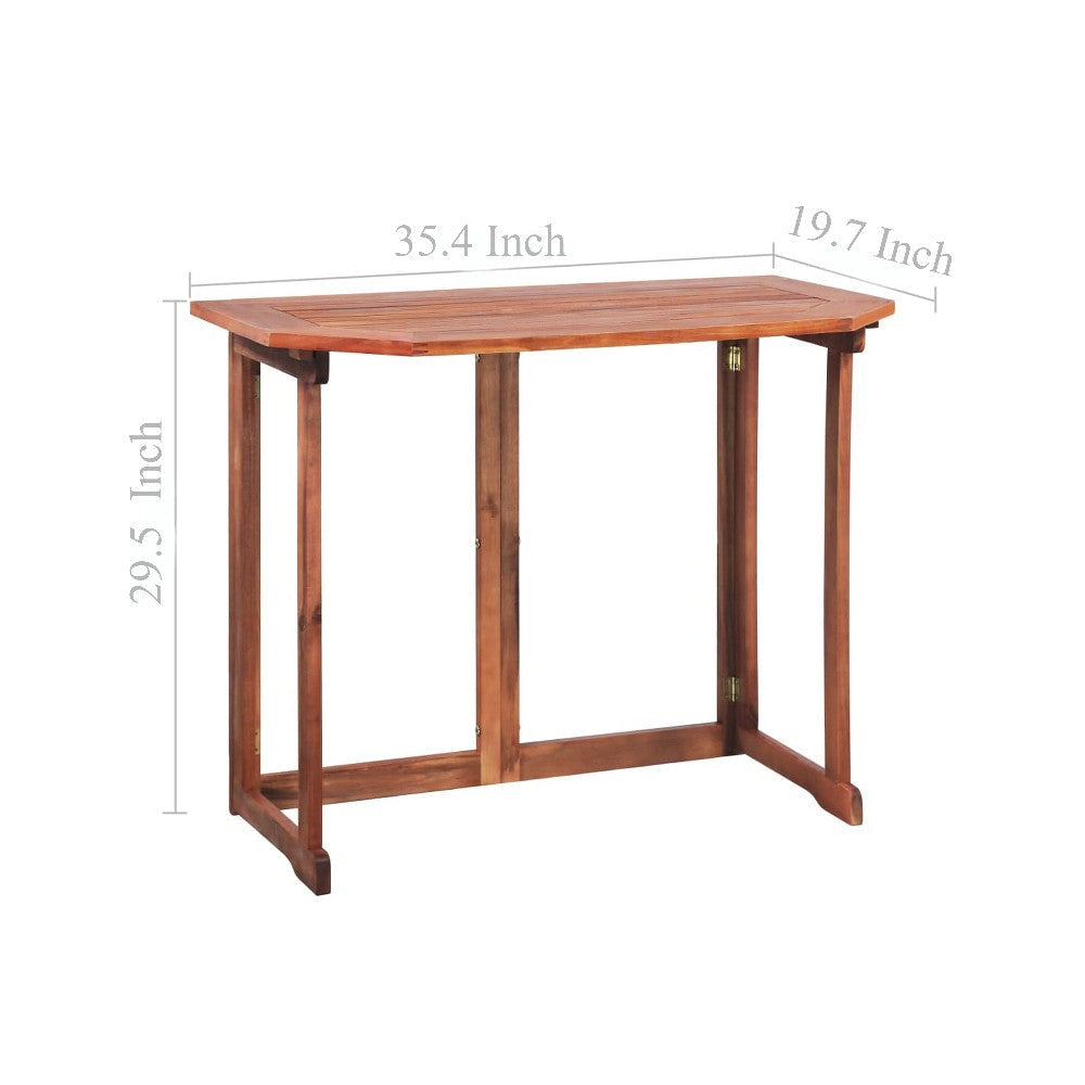 Outdoor Bistro Table Foldable Design 35 Inch Brown Solid Acacia Wood BM325970