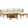 Lina Outdoor 5pc Modular Sofa Set, Brown Acacia Wood Coffee Table