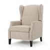 Nora Manual Recliner Lounge Chair, Wingback, Nailhead Trim, Beige