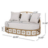 Outdoor Sofa Daybed, PE Rattan Woven Frame, Cushions, Natural Brown