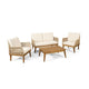 Oud 4pc Outdoor Sofa Set, Woven Rope Design, Natural Brown Acacia Wood