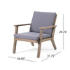 Elin Outdoor Club Chair Set of 2 Acacia Wood Frame Gray Cushions BM325976