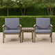 Elin Outdoor Club Chair Set of 2, Acacia Wood Frame, Gray Cushions