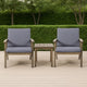 Elin Outdoor Club Chair Set of 2, Acacia Wood Frame, Gray Cushions