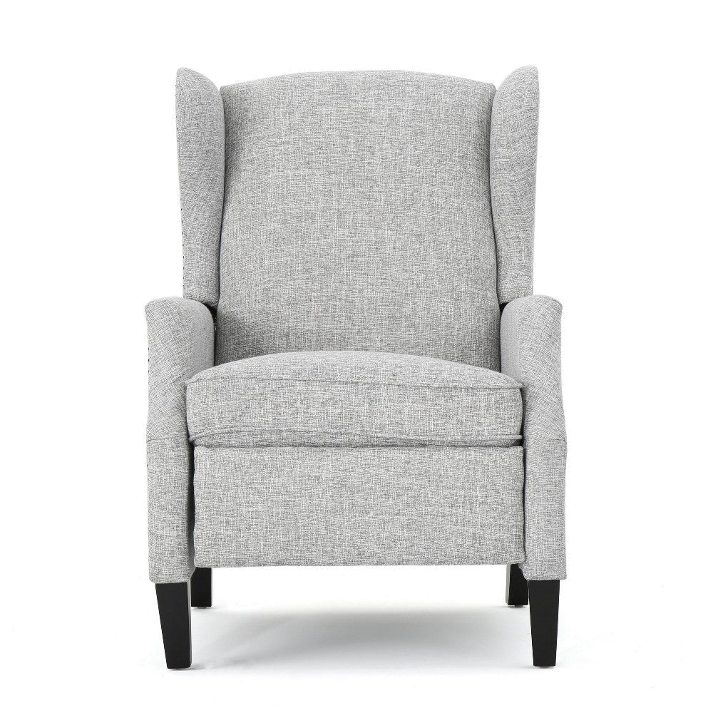 Nora Manual Recliner Lounge Chair Wingback Nailhead Trim Gray BM325977