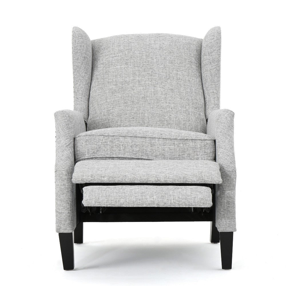 Nora Manual Recliner Lounge Chair Wingback Nailhead Trim Gray BM325977