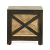 Accent Ottoman Table, 16" Square, Boho Style, Cane Wicker Frame