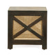 Accent Ottoman Table, 16" Square, Boho Style, Cane Wicker Frame