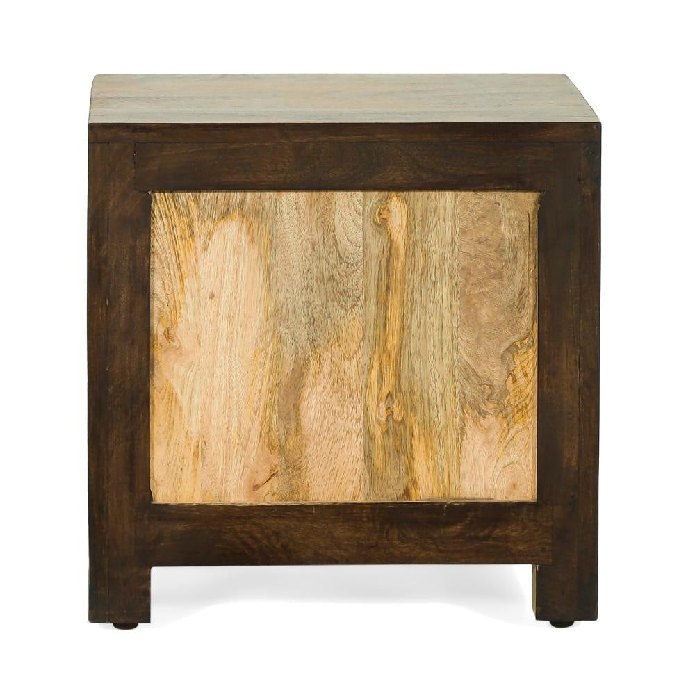 Accent Ottoman Table 16’’ Square Boho Style Cane Wicker Frame BM325979