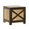Accent Ottoman Table, 16" Square, Boho Style, Cane Wicker Frame