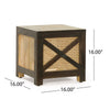 Accent Ottoman Table, 16" Square, Boho Style, Cane Wicker Frame