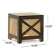 Accent Ottoman Table, 16" Square, Boho Style, Cane Wicker Frame