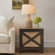 Accent Ottoman Table, 16" Square, Boho Style, Cane Wicker Frame