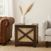 Accent Ottoman Table, 16" Square, Boho Style, Cane Wicker Frame