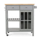 Rolling Kitchen Island Bar Cart, 1 Glass Door, Gray n Natural Brown