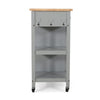 Rolling Kitchen Island Bar Cart, 1 Glass Door, Gray n Natural Brown
