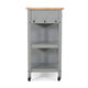Rolling Kitchen Island Bar Cart, 1 Glass Door, Gray n Natural Brown