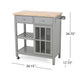 Rolling Kitchen Island Bar Cart, 1 Glass Door, Gray n Natural Brown