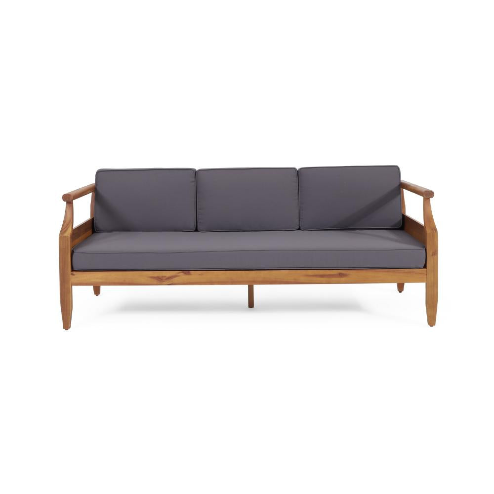Gail Outdoor Sofa Dark Gray Cushions Natural Brown Acacia Wood Frame BM325982