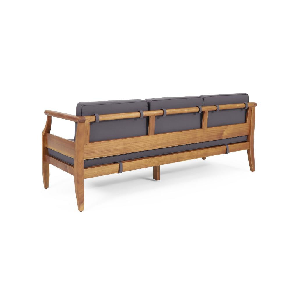 Gail Outdoor Sofa Dark Gray Cushions Natural Brown Acacia Wood Frame BM325982
