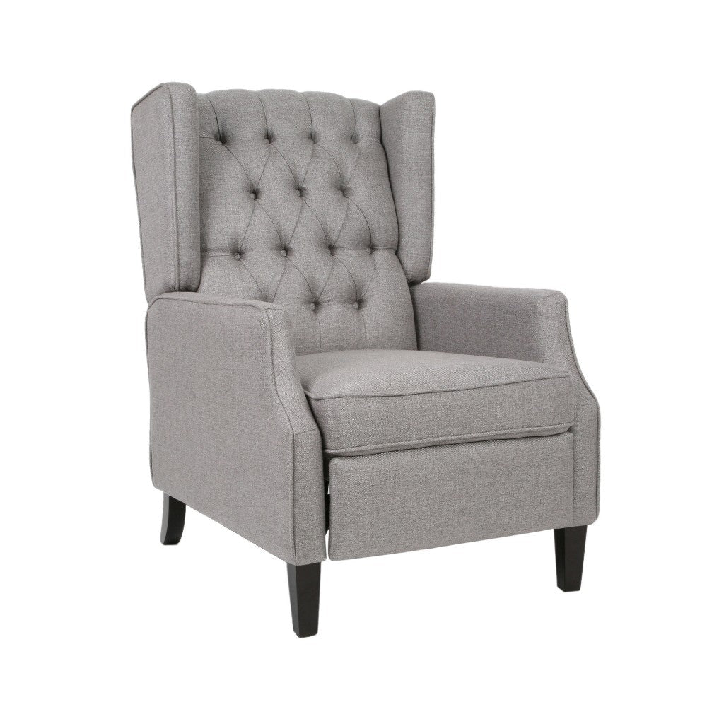 Octa Manual Recliner Chair Button Tufted Wingback Design Dark Gray BM325983
