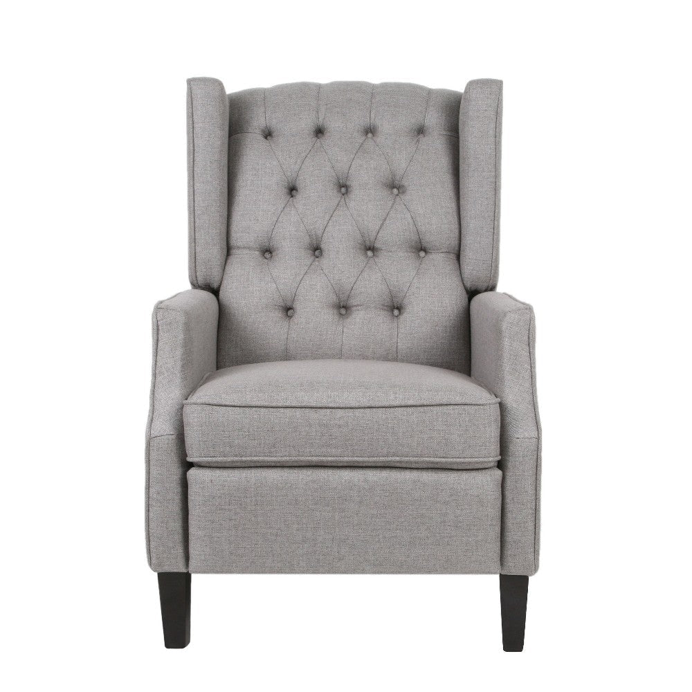 Octa Manual Recliner Chair Button Tufted Wingback Design Dark Gray BM325983