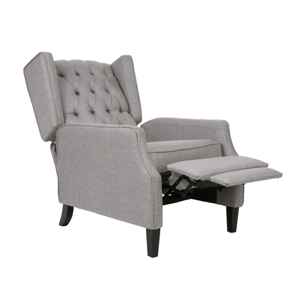 Octa Manual Recliner Chair Button Tufted Wingback Design Dark Gray BM325983