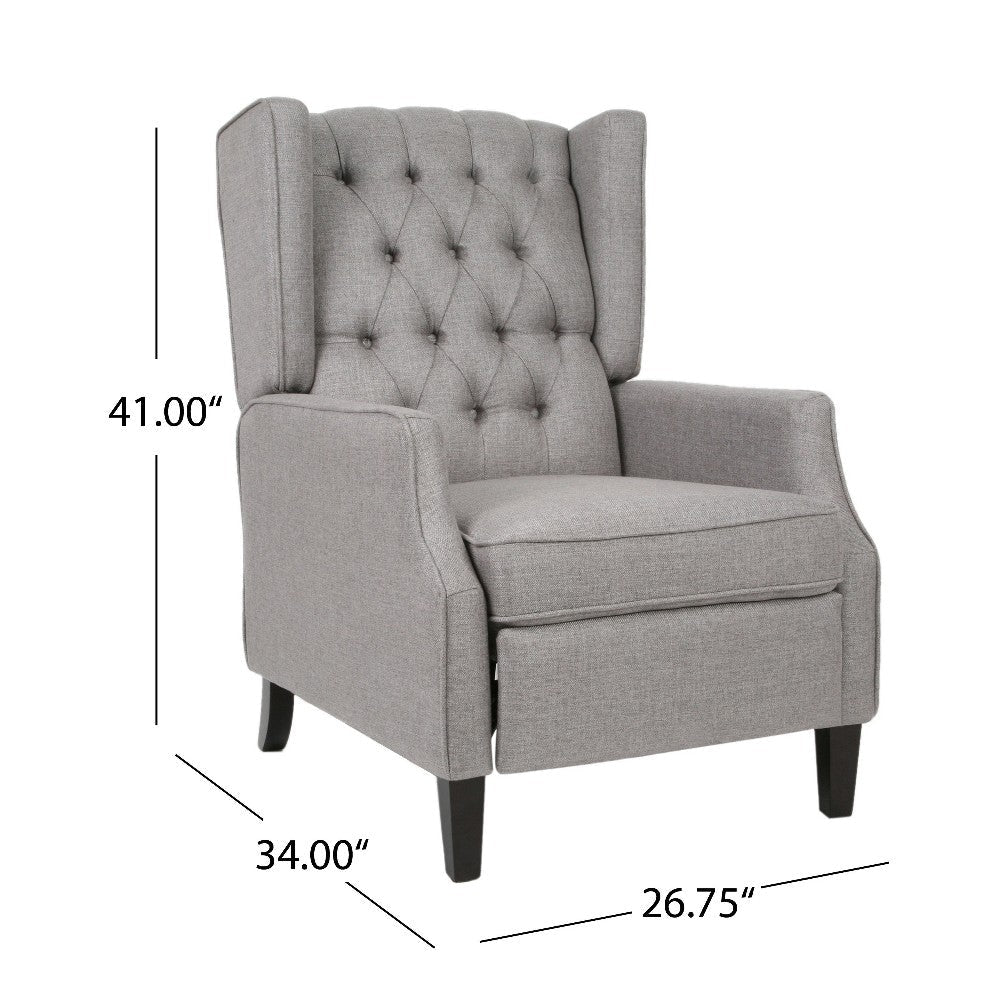 Octa Manual Recliner Chair Button Tufted Wingback Design Dark Gray BM325983