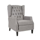 Octa Manual Recliner Chair, Button Tufted Wingback Design, Dark Gray