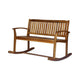 Outdoor Rocking Loveseat Bench, 50 Inch, Natural Brown Acacia Wood